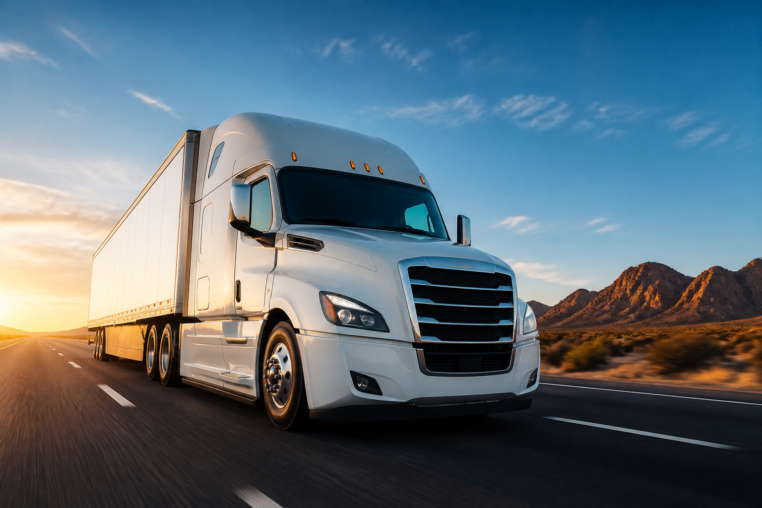 Freight truck moving on an Arizona highway